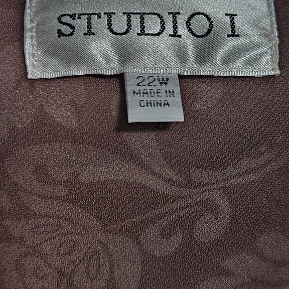 Studio I Brown White Paisley Maxi Dress Plus Size 22W Sleeveless Full Length - Picture 4 of 6